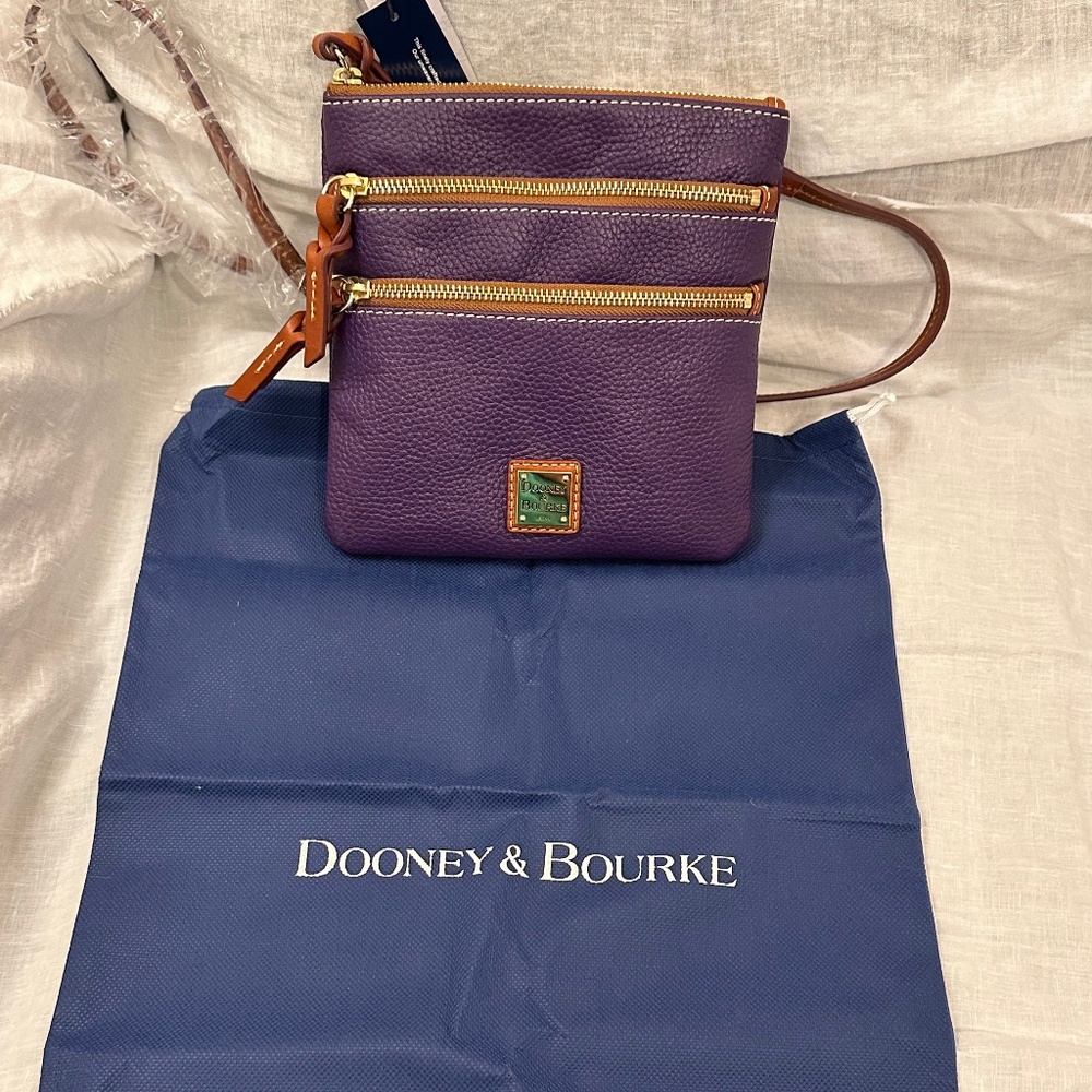 NWT Dooney & Burke purple leather crossbody bag